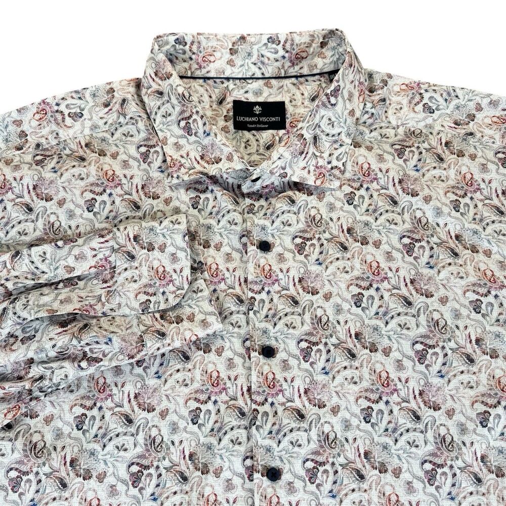 Luchiano Visconti Sz 3XLB Sophisticated Paisley Floral AOP Long Sleeve Shirt